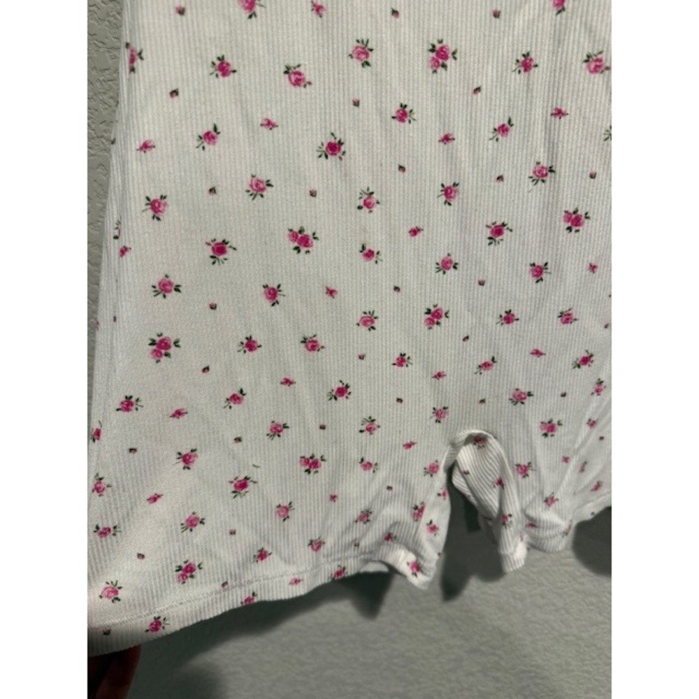 SKIMS Soft Lounge Lace Onesie Ditzy Rose Ribbed Romper White Floral L - Picture 8 of 8